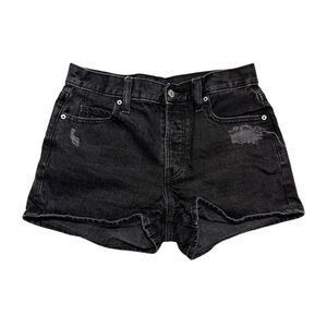 Old Navy Black Jean Shorts Distressed High-Waisted